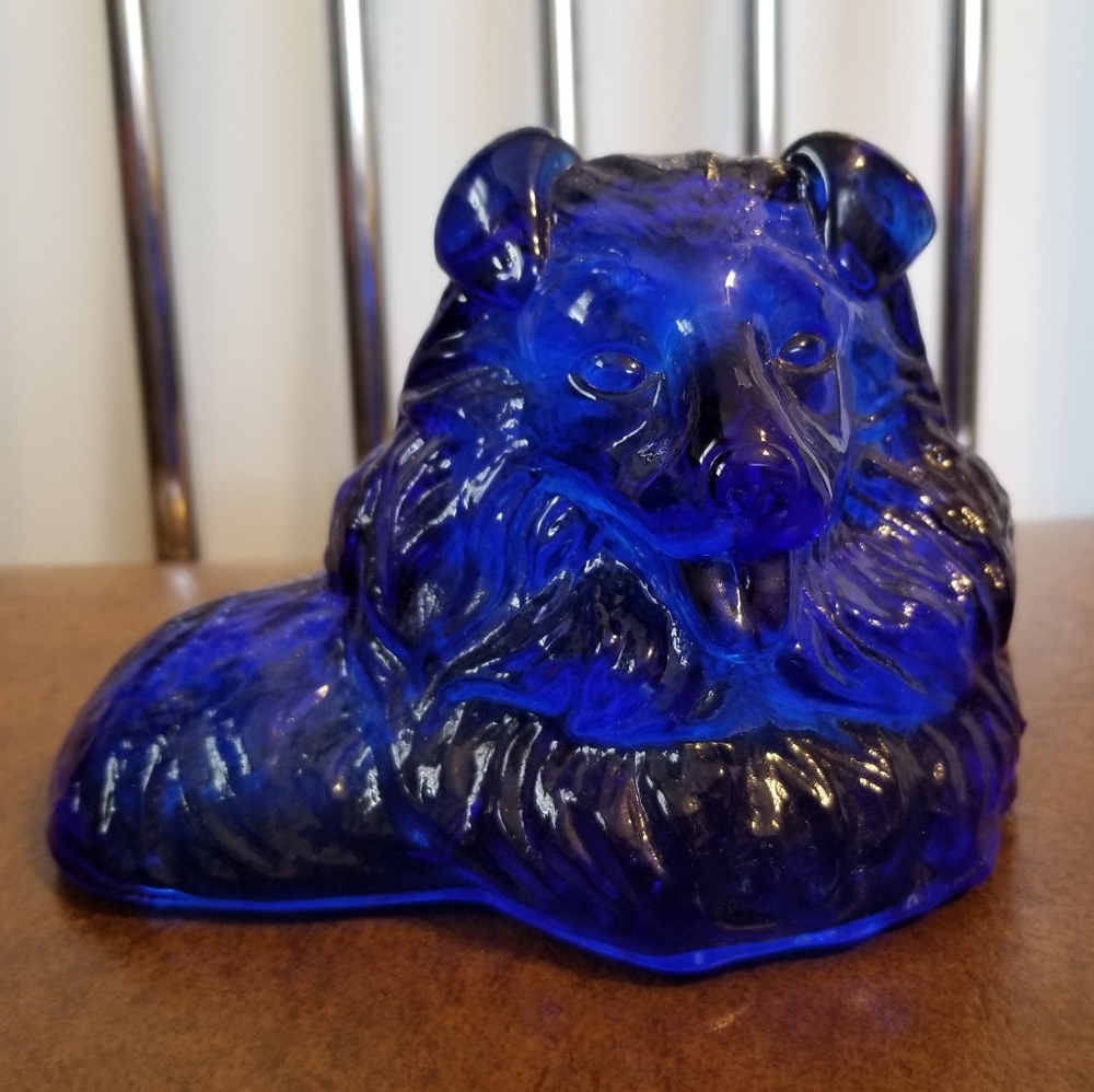 COBALT BLUE GLASS COLLIE SHELTIE